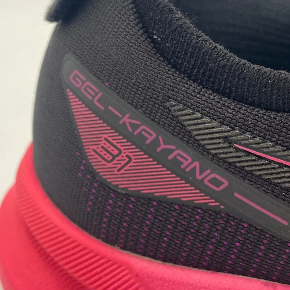 ASICS GEL-KAYANO 31 Running Shoes Womens 6 Black Pink Stability 1012B670 Sneaker